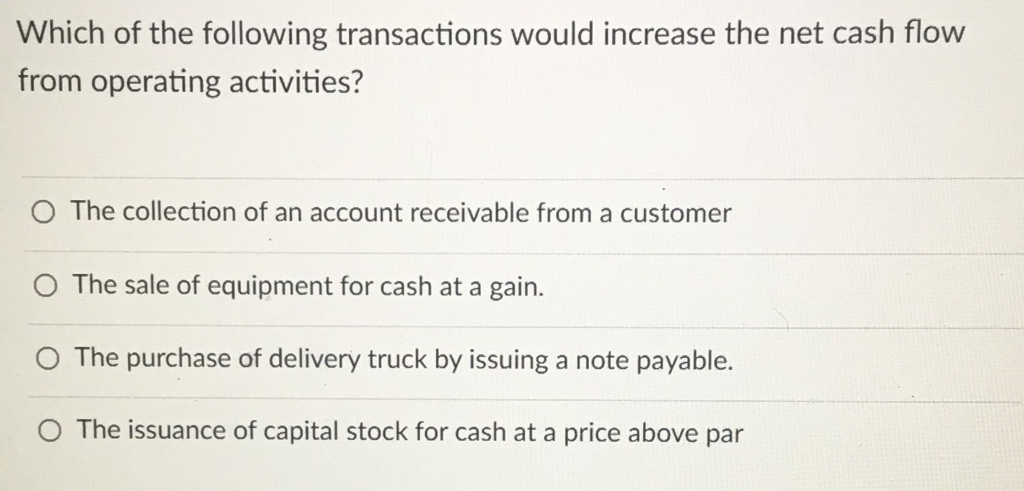Solved Which of the following transactions would increase | Chegg.com