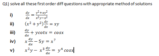 Solved 01) solve all these first order diff questions with | Chegg.com