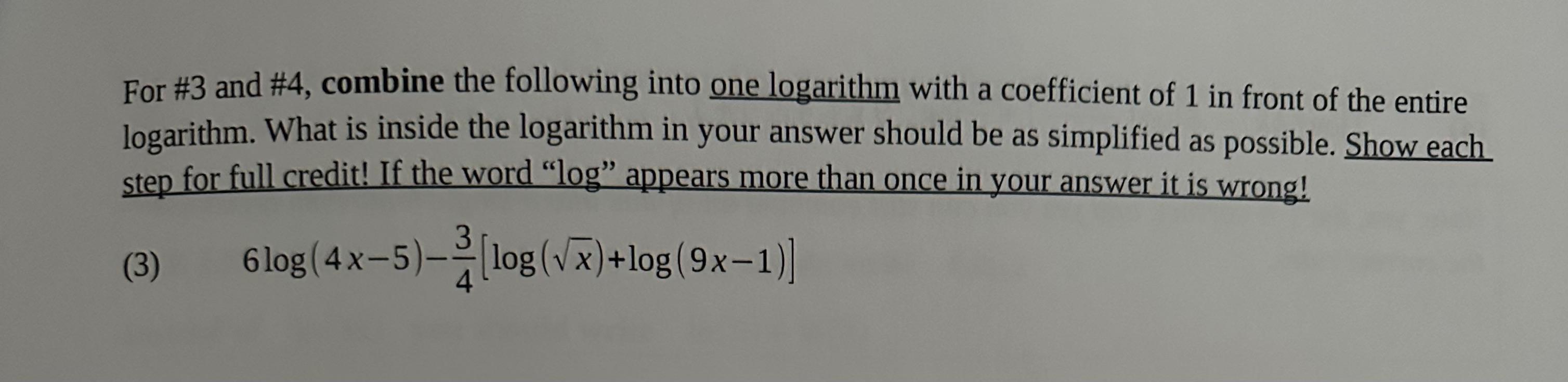 Solved For #3 and #4, combine the following into one | Chegg.com