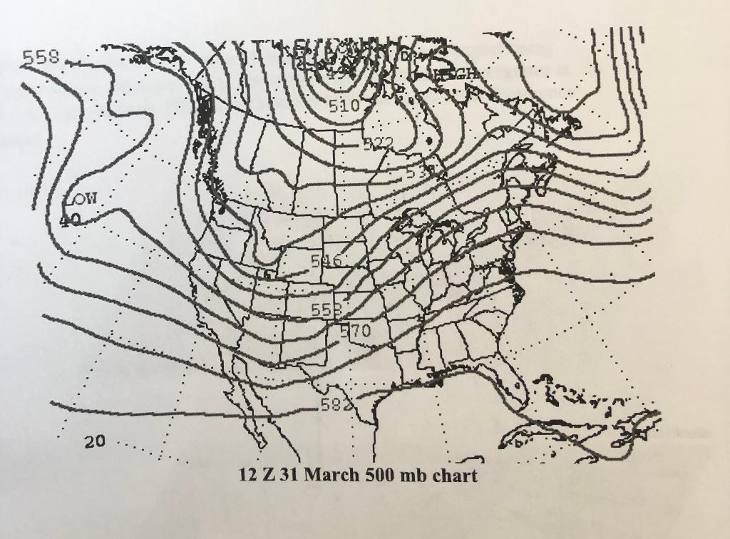 Solved On the 31 March 500 mb chart, mark an area with an