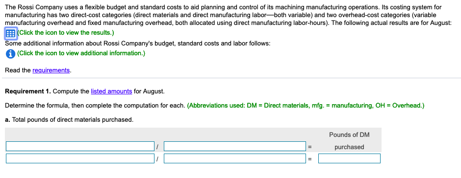 Solved Requirements 1 1. Compute The Following For August: | Chegg.com