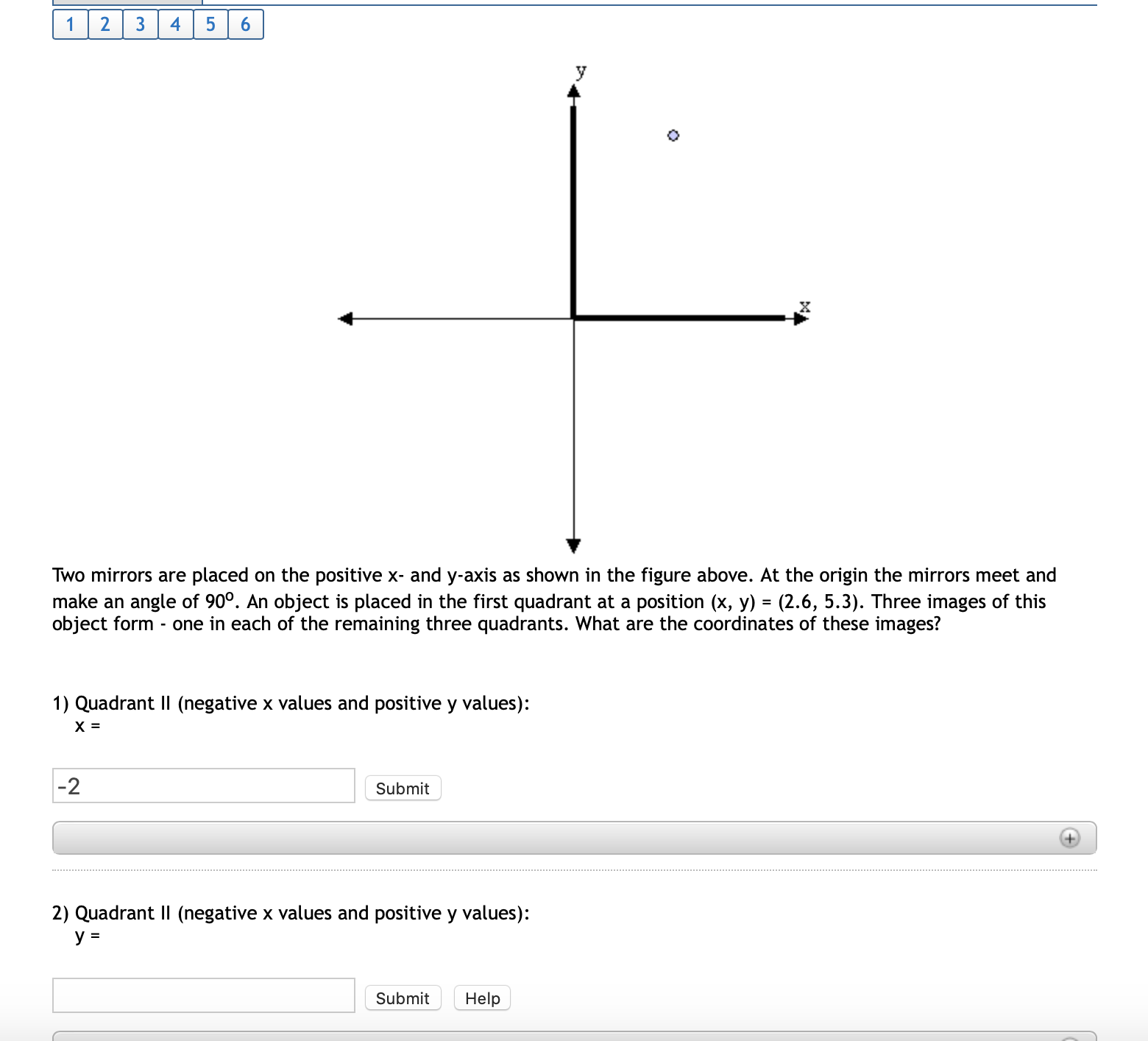 Solved 1 2 3 4 5 6 Y Two Mirrors Are Placed On The Positive Chegg Com