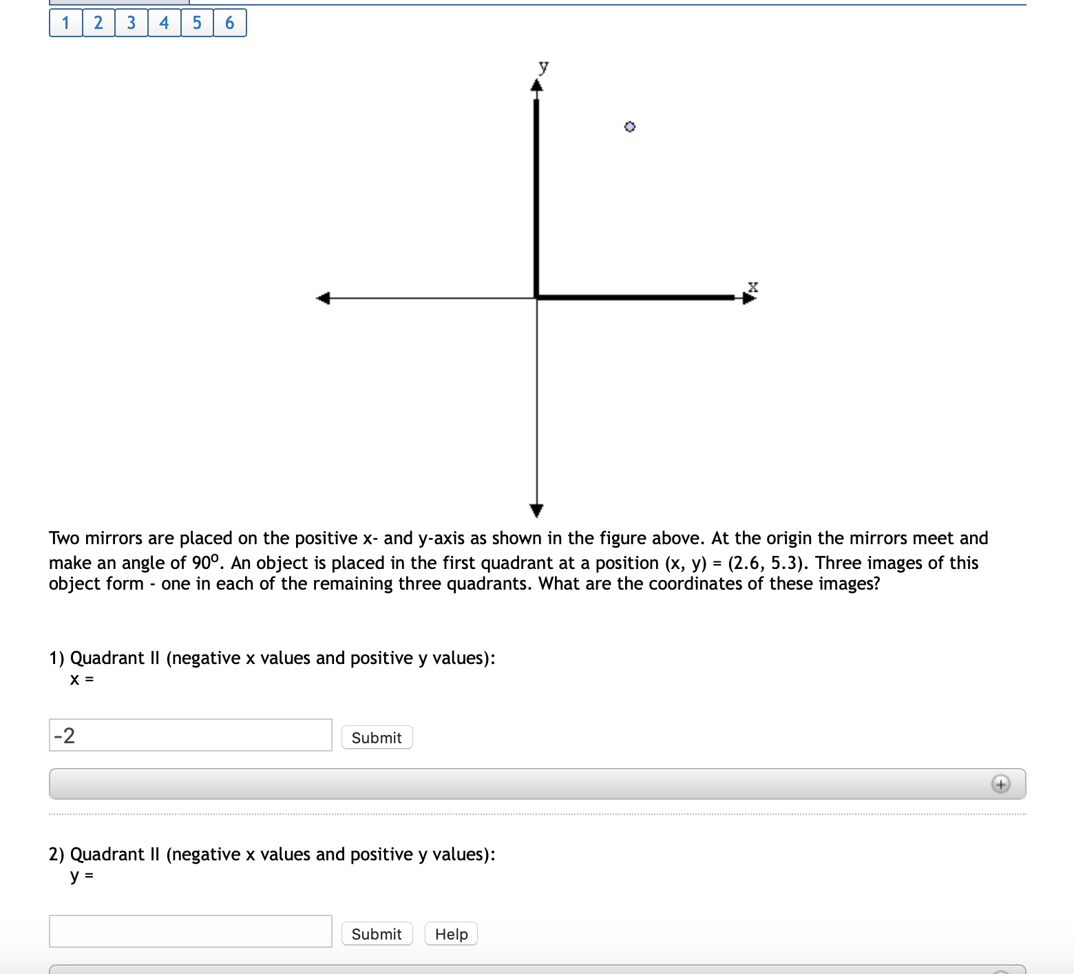 Solved 1 2 3 4 5 6 Y Two Mirrors Are Placed On The Positi Chegg Com