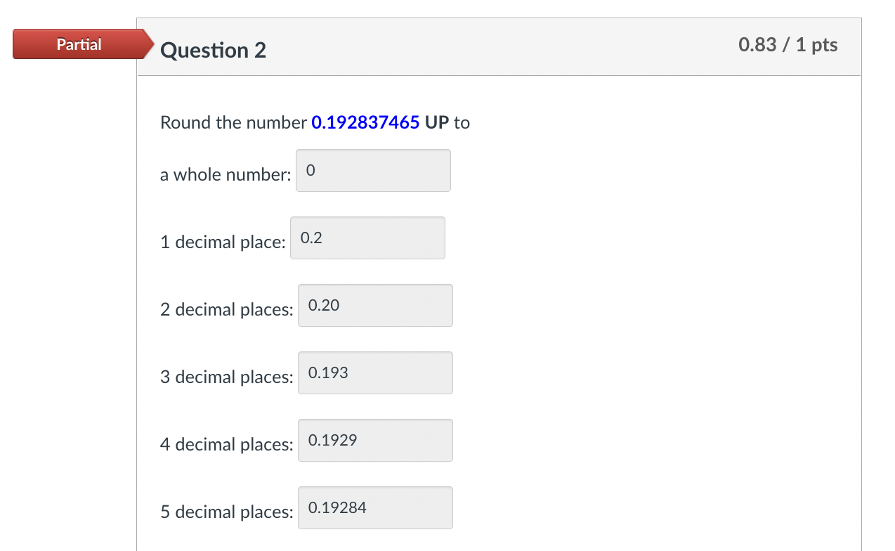Solved 2 decimal places:Round the number −0.192837465 DOWN | Chegg.com