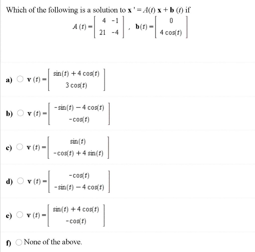 Solved Which Of The Following Is A Solution To X A L X Chegg Com