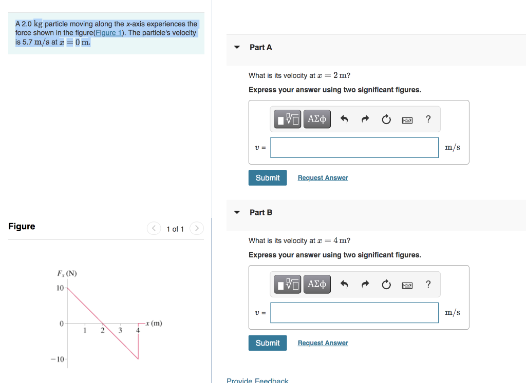 Solved A 2.0 Kg Particle Moving Along The X-axis Experiences | Chegg.com