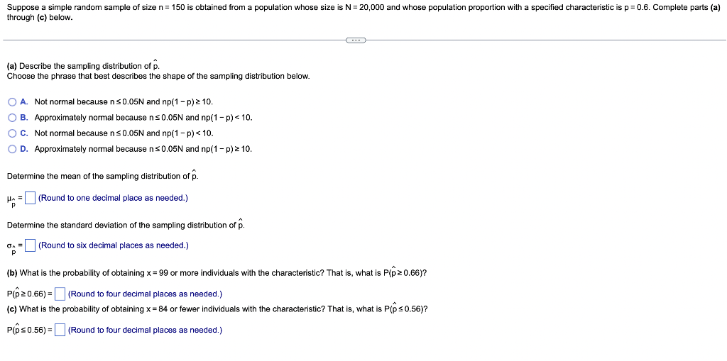 Solved Suppose a simple random sample of size n=150 is | Chegg.com