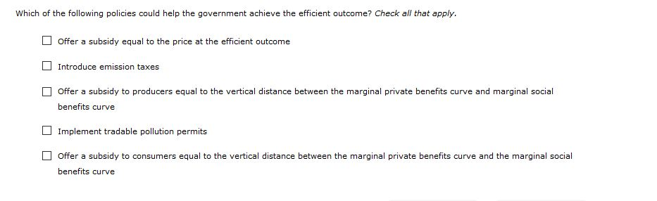 Solved 4. Efficiency in the presence of externalities Cars