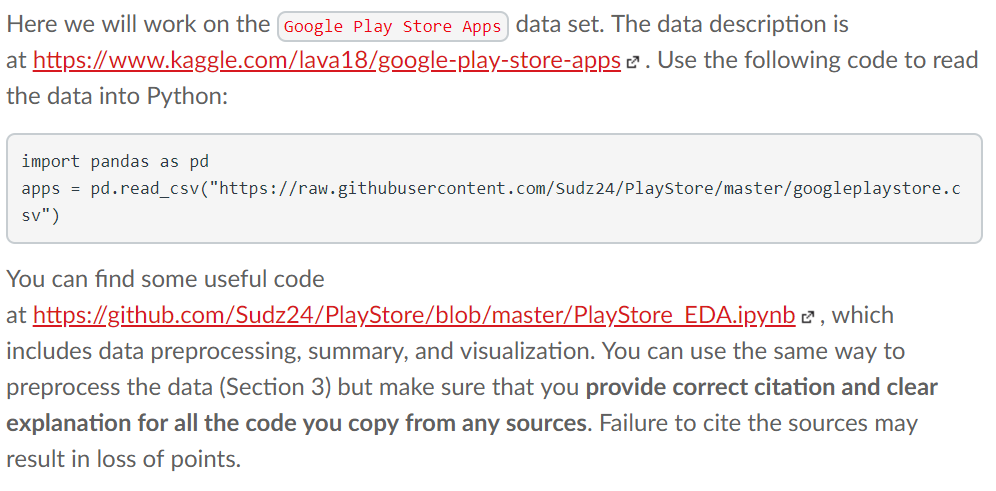 Here we will work on the (Google Play Store Apps data | Chegg.com