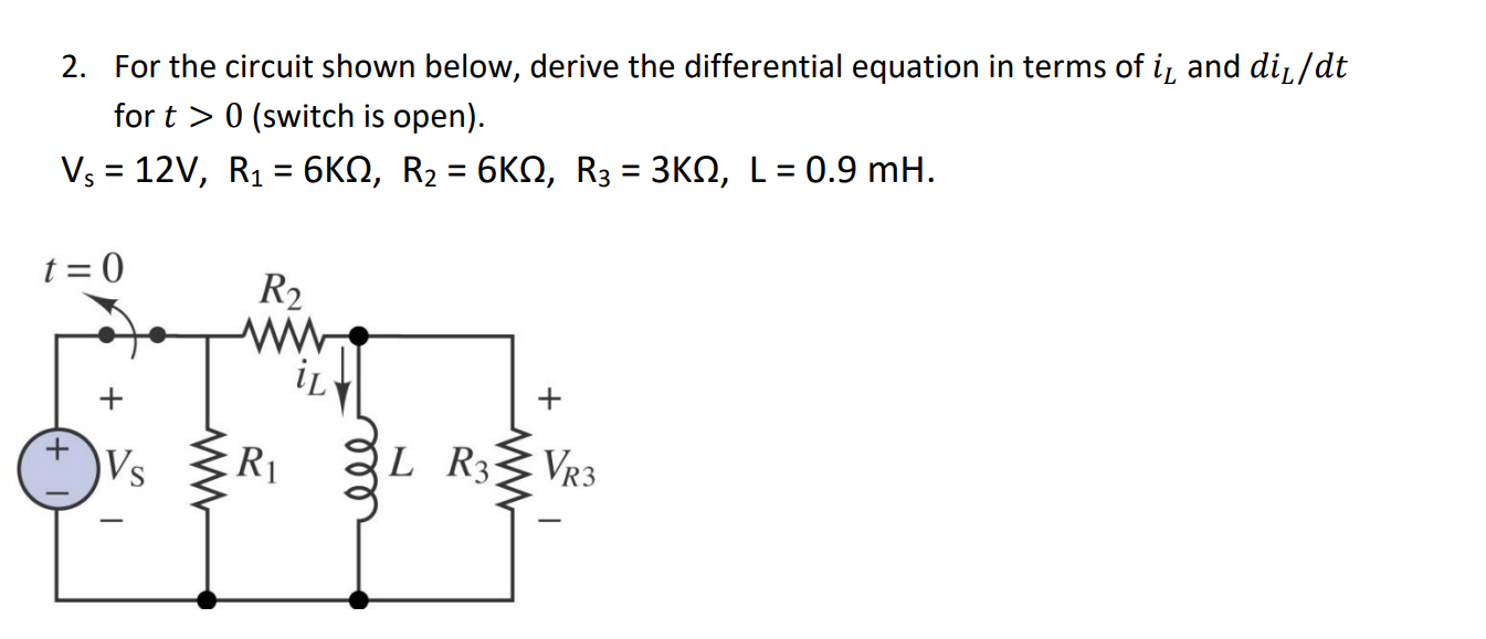 Solved 2. For the circuit shown below, derive the | Chegg.com