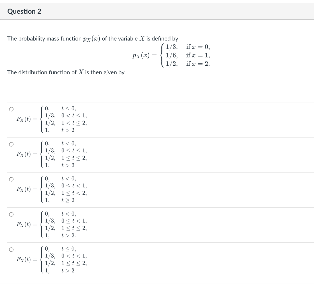 Solved The probability mass function pX(x) of the variable X | Chegg.com