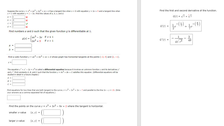 Solved Find the first and second derivative of the function. | Chegg.com