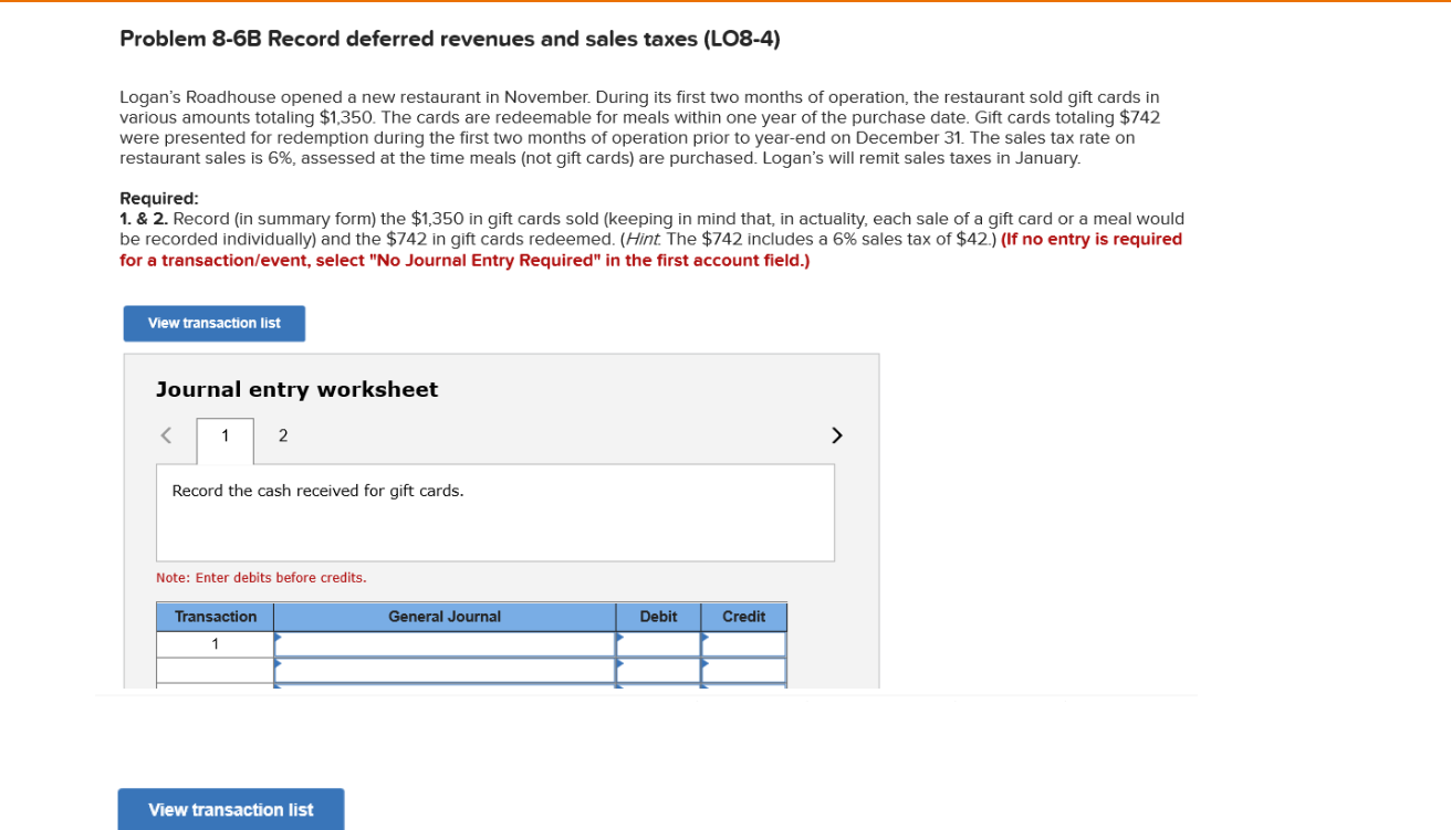 Problem 8-6B Record Deferred Revenues And Sales Taxes | Chegg.com