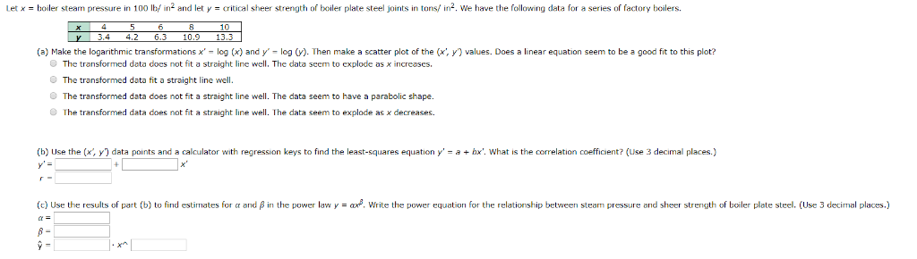 Solved (a) Suppose you are given the following (x, y) data | Chegg.com