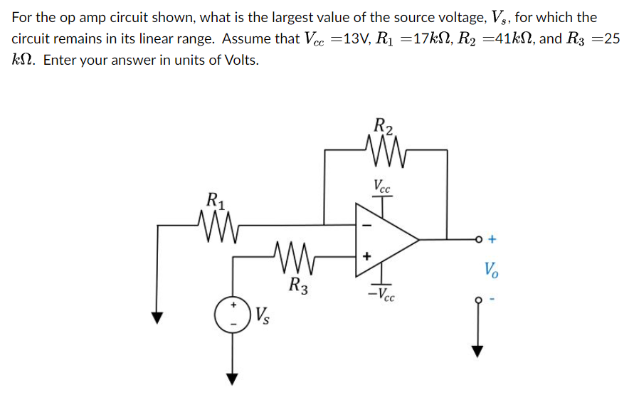 Solved For the op amp circuit shown, what is the largest | Chegg.com