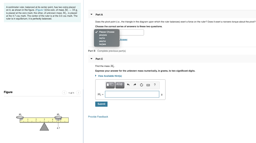 Solved A Centimeter Ruler Balanced At Its Center Point Has Chegg Com