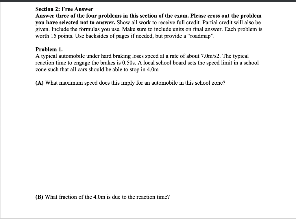 Solved Section 2: Free Answer Answer three of the four | Chegg.com