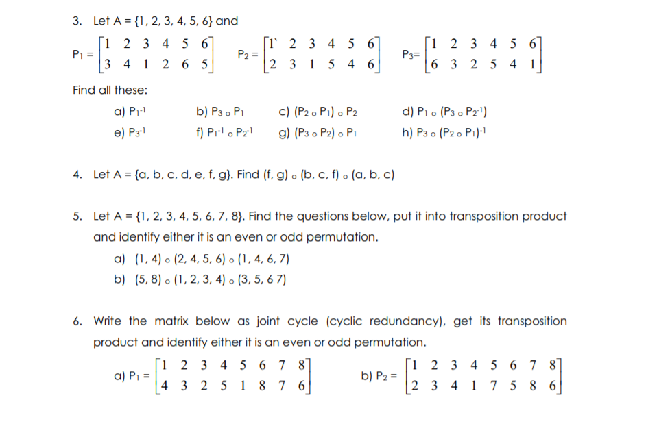 Solved 3 Let A 1 2 3 4 5 6 And 1 2 3 4 5 6 P1 Chegg