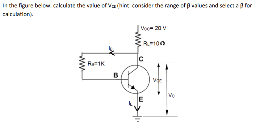 Solved In the figure below, calculate the value of VCE | Chegg.com