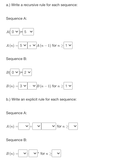 a.) Write a recursive rule for each sequence: | Chegg.com