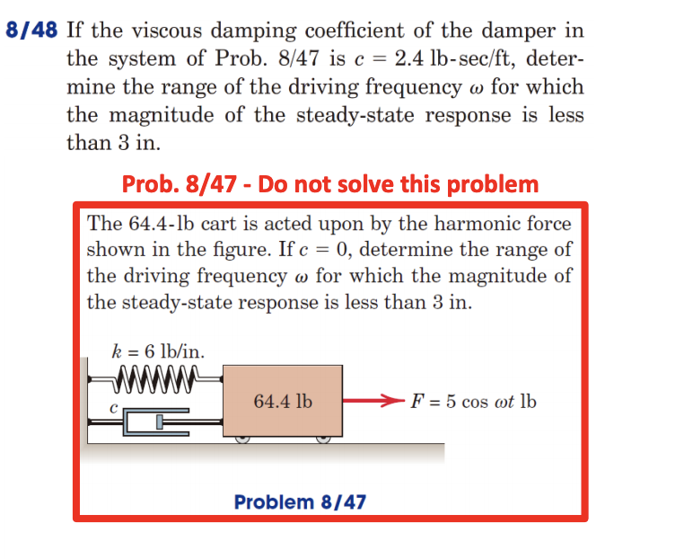 Solved 8/48 If the viscous damping coefficient of the damper