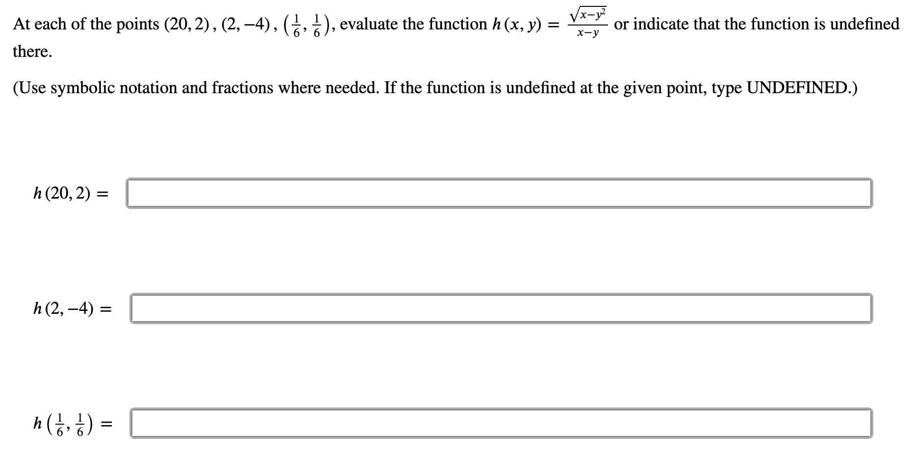 Solved At each of the points (20,2),(2,−4),(61,61), evaluate | Chegg.com