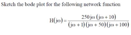 Solved Sketch the bode plot for the following network | Chegg.com