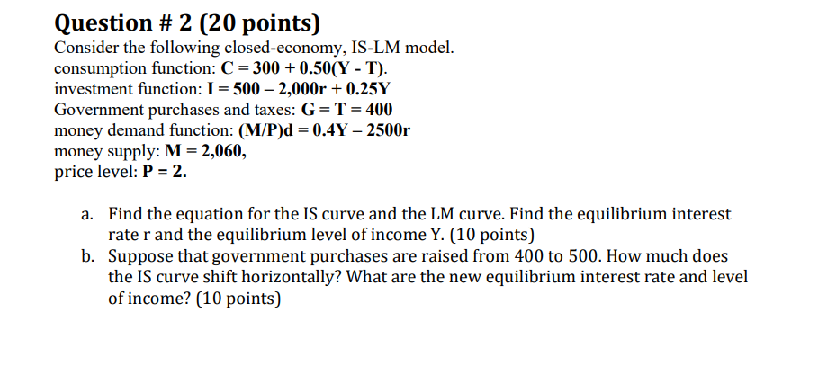 Solved Question 2 20 points Consider the following Chegg