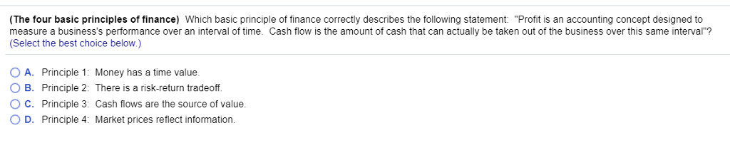 Solved (The four basic principles of finance) Which basic | Chegg.com