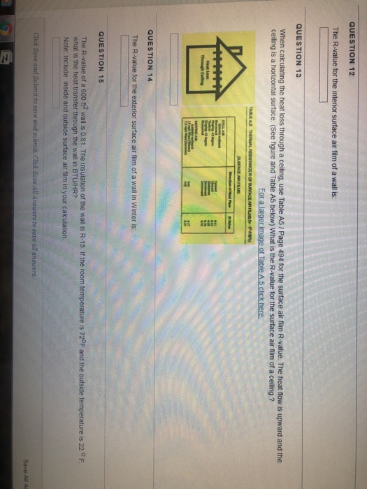 QUESTION 12 The R-value for the interior surface air | Chegg.com