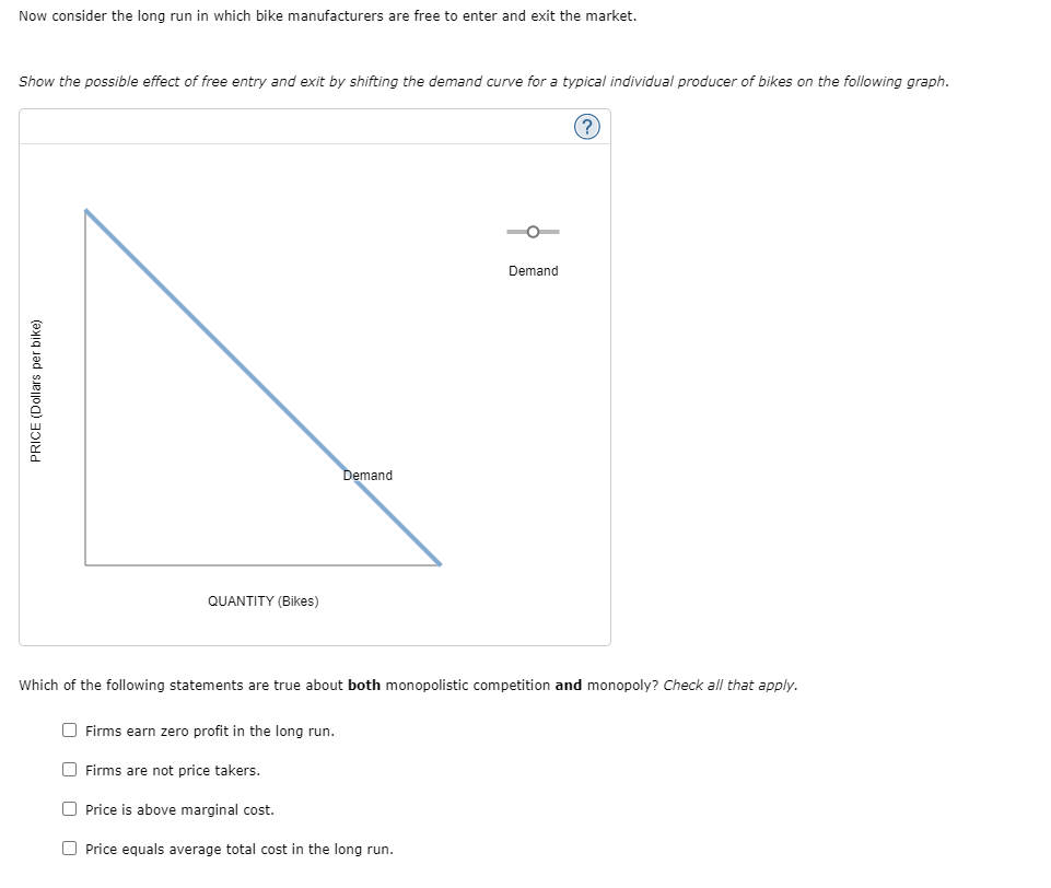 Price Equals Average Total Cost In The Long Run Solved Now consider the long run in which bike manufacturers | Chegg.com
