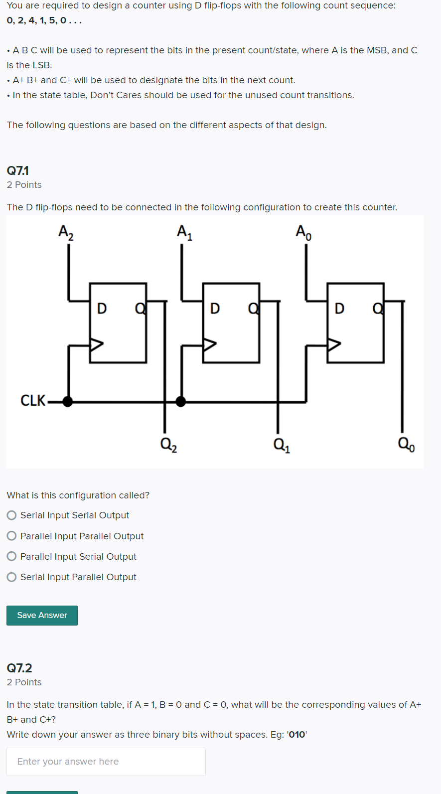 Solved You are required to design a counter using D | Chegg.com