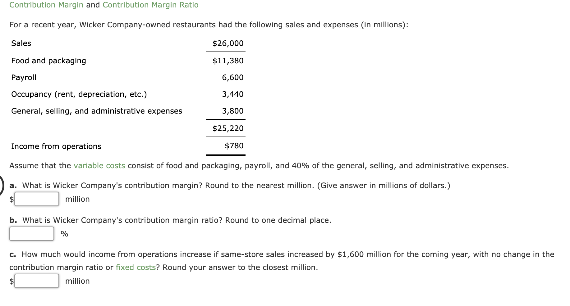 Solved Contribution Margin And Contribution Margin Ratio For | Chegg.com