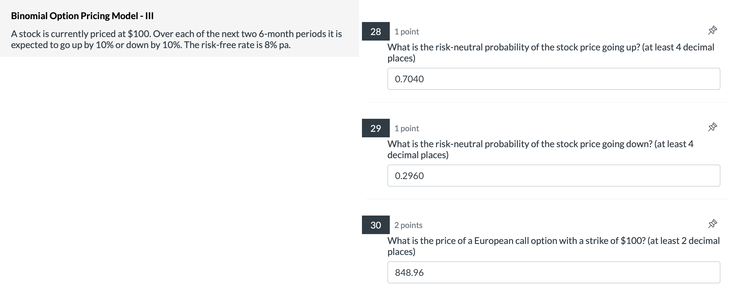 Solved Binomial Option Pricing Model - ﻿IIIA stock is | Chegg.com
