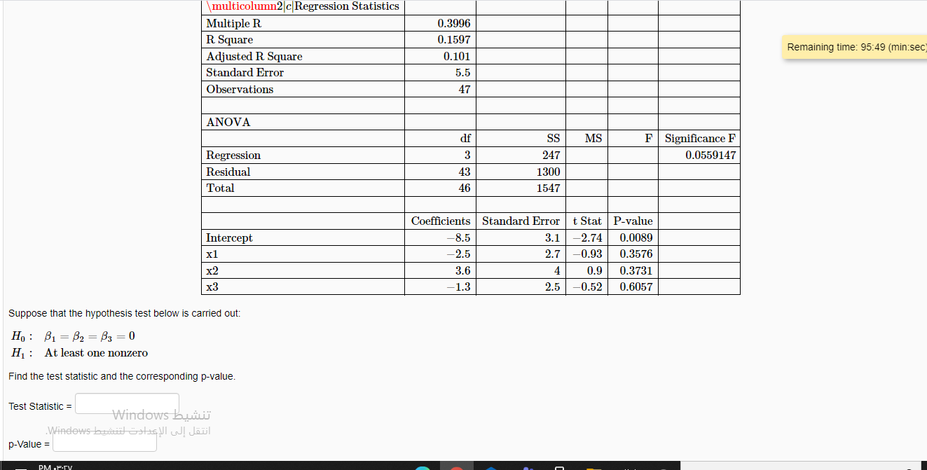 Solved 0 3996 Multicolumn2cregression Statistics Multiple R Chegg Com