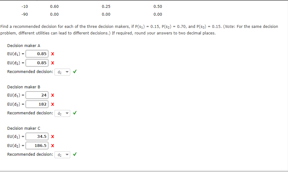 Solved Problem 13-29 (Algorithmic) Three decision makers | Chegg.com