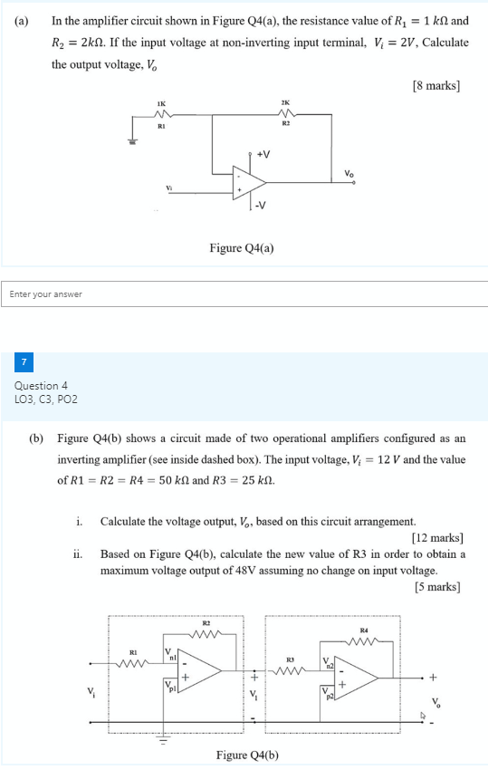 Solved (a) In the amplifier circuit shown in Figure Q4(a), | Chegg.com