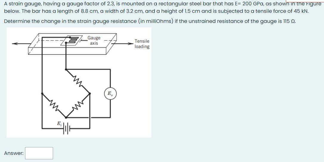 Solved A strain gauge, having a gauge factor of 2.3, is | Chegg.com