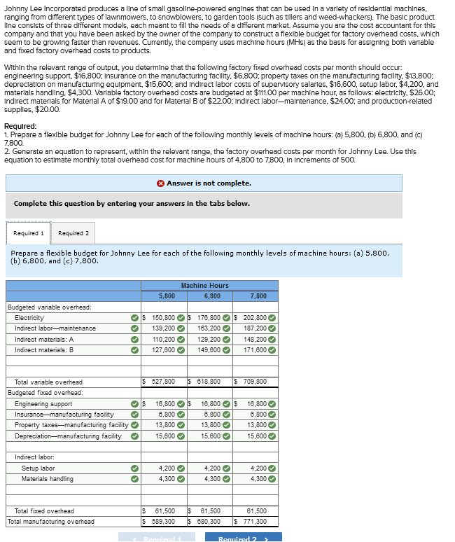 Solved Johnny Lee Incorporated produces a line of small