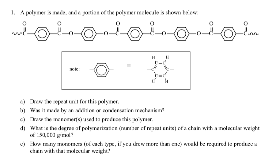 Solved 1. A polymer is made, and a portion of the polymer | Chegg.com