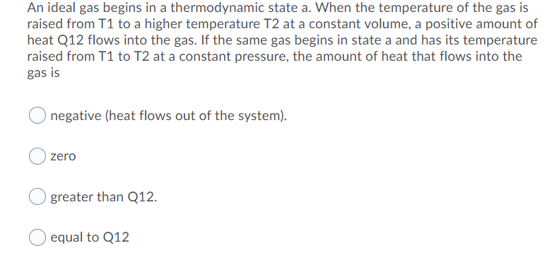 Solved An ideal gas begins in a thermodynamic state a. When | Chegg.com