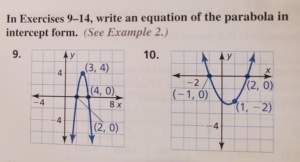 intercept form of a parabola