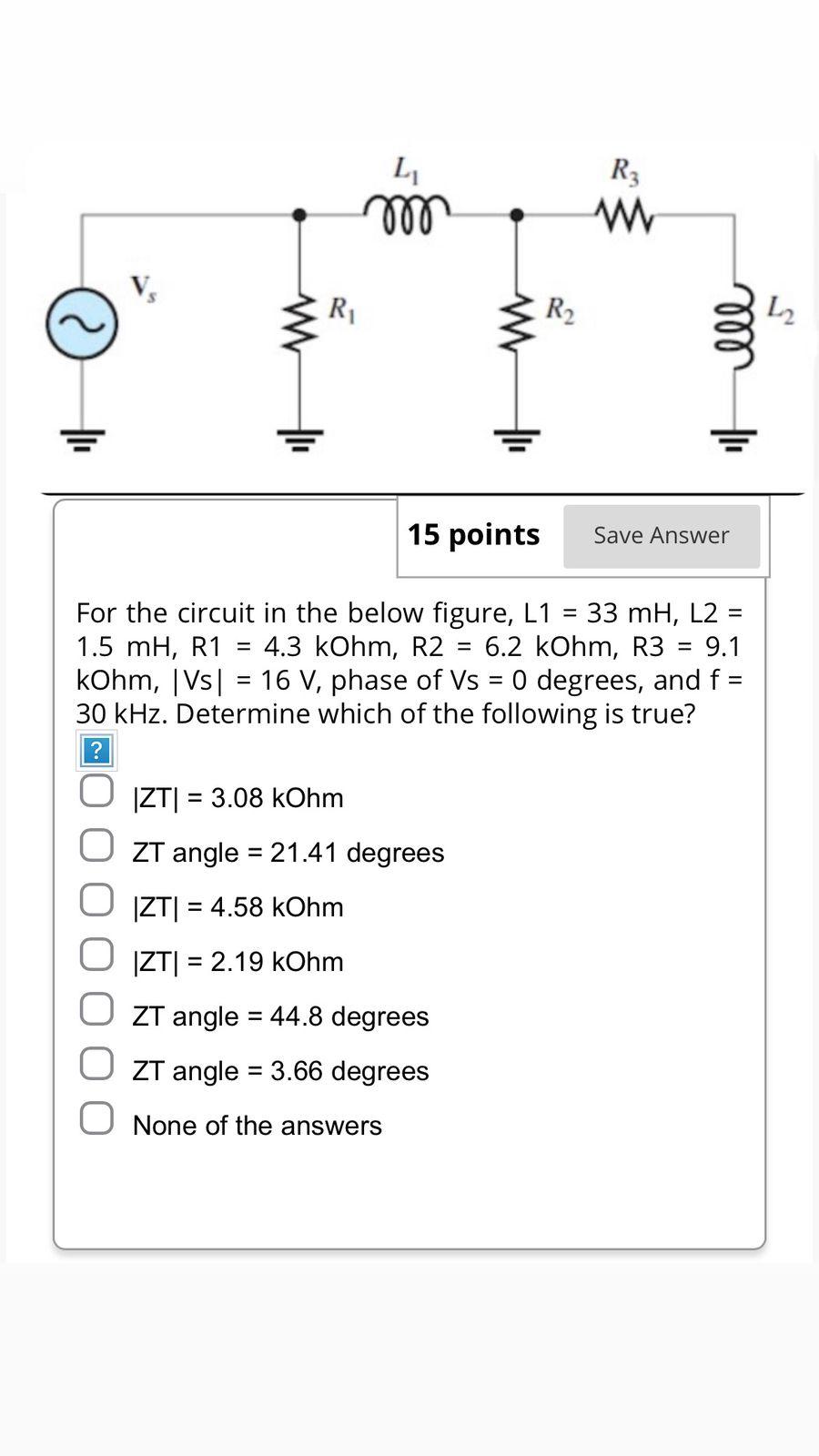 Solved For the circuit in the below figure, L1=33mH,L2= | Chegg.com