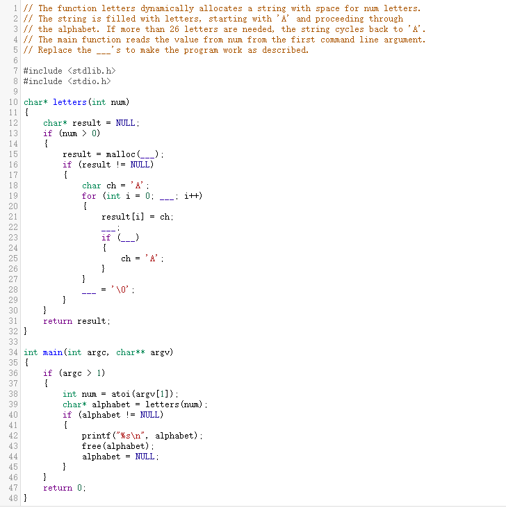 Solved 1 // The function letters dynamically allocates a | Chegg.com