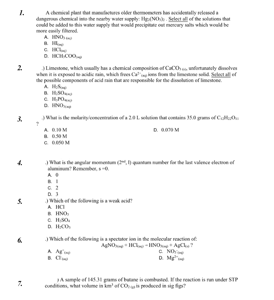 Solved 1. A Chemical Plant That Manufactures Older 