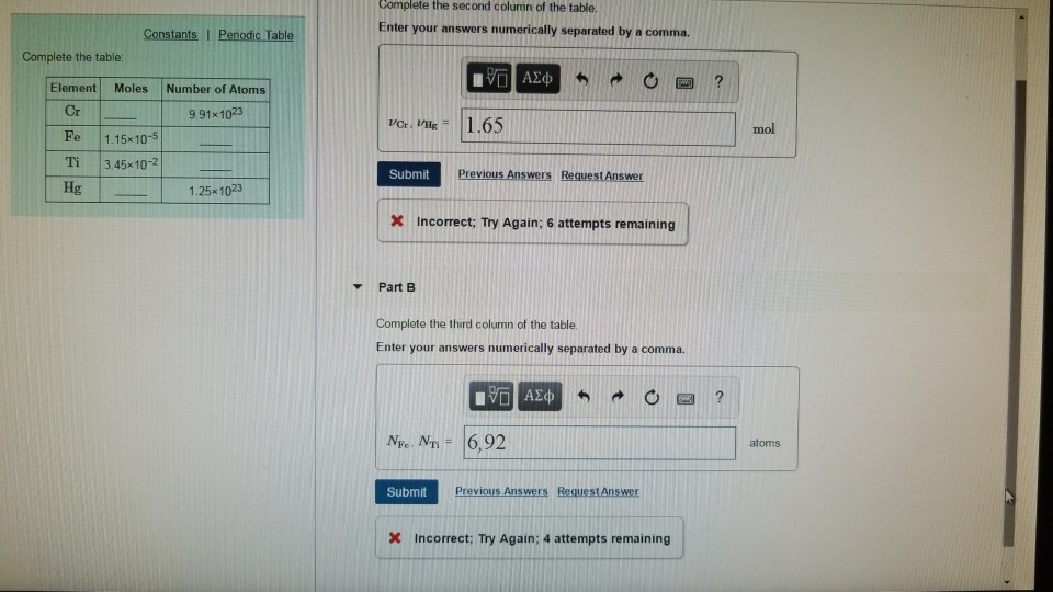 Solved Complete the second column of the table Constants I | Chegg.com