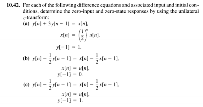 Solved 10.42. For each of the following difference equations | Chegg.com