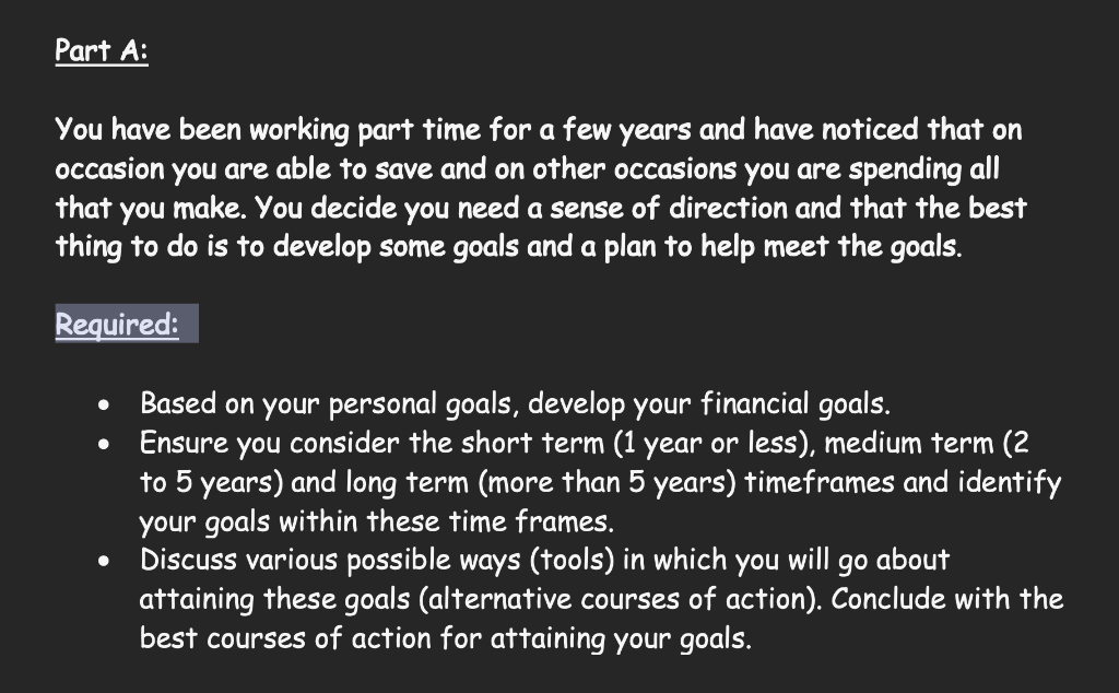 Solved Part A: You have been working part time for a few | Chegg.com