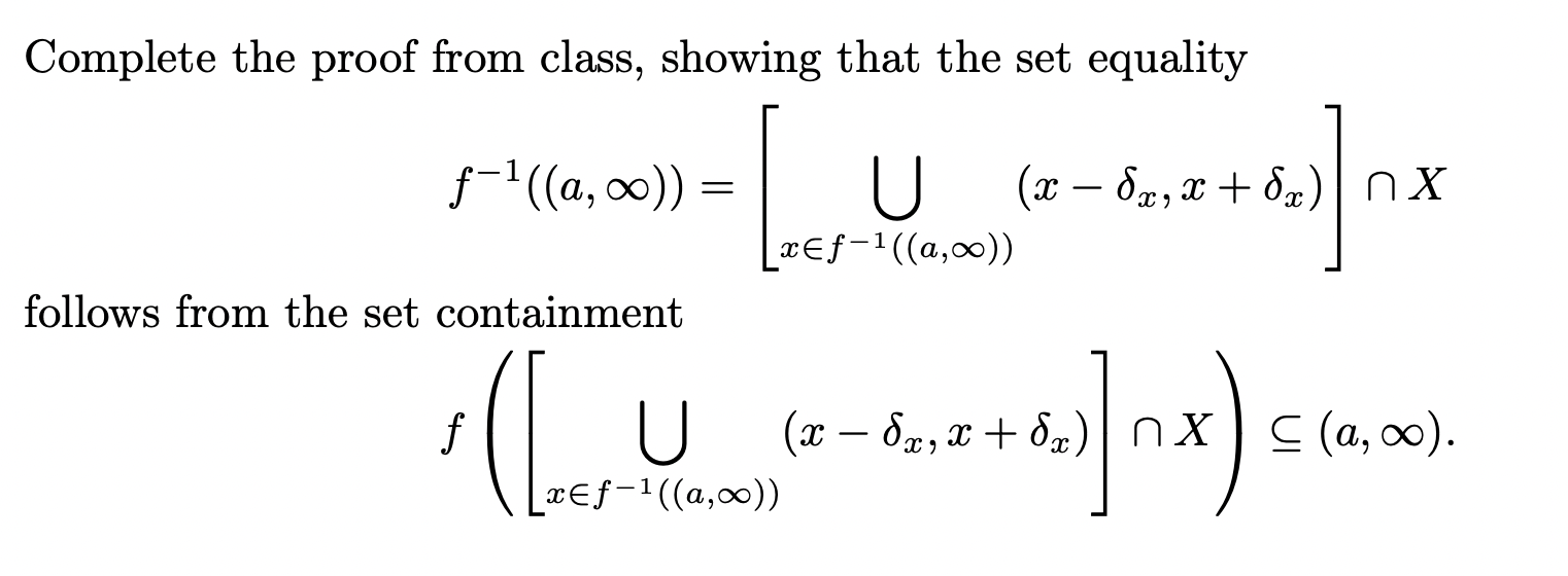 Solved Complete the proof from class, showing that the set | Chegg.com