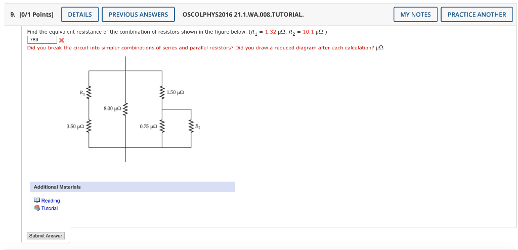 Find the equivalent resistance of the combination of resistors shown in the figure below. \( \left(R_{1}=1.32 \mu \Omega_{r}